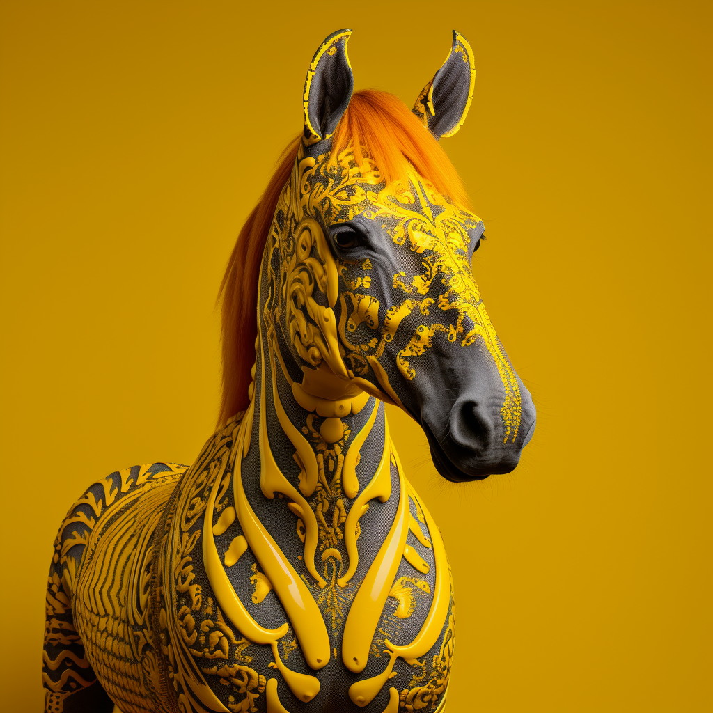 Horse with banana pattern skin