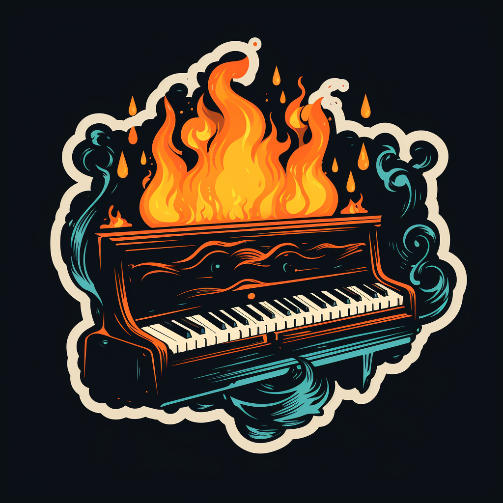 Band social proof sticker with piano and fire