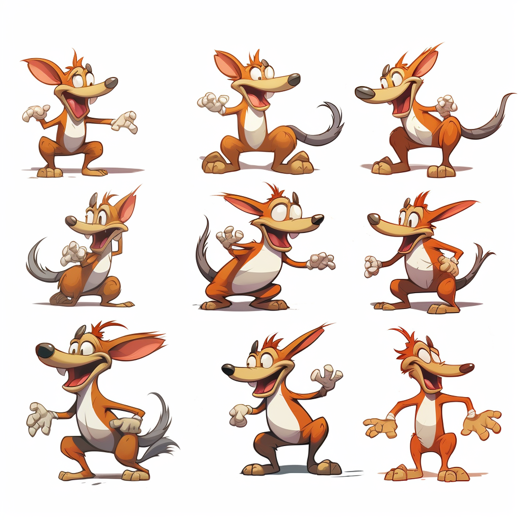 Cute bandicoot sprite sheet on white background