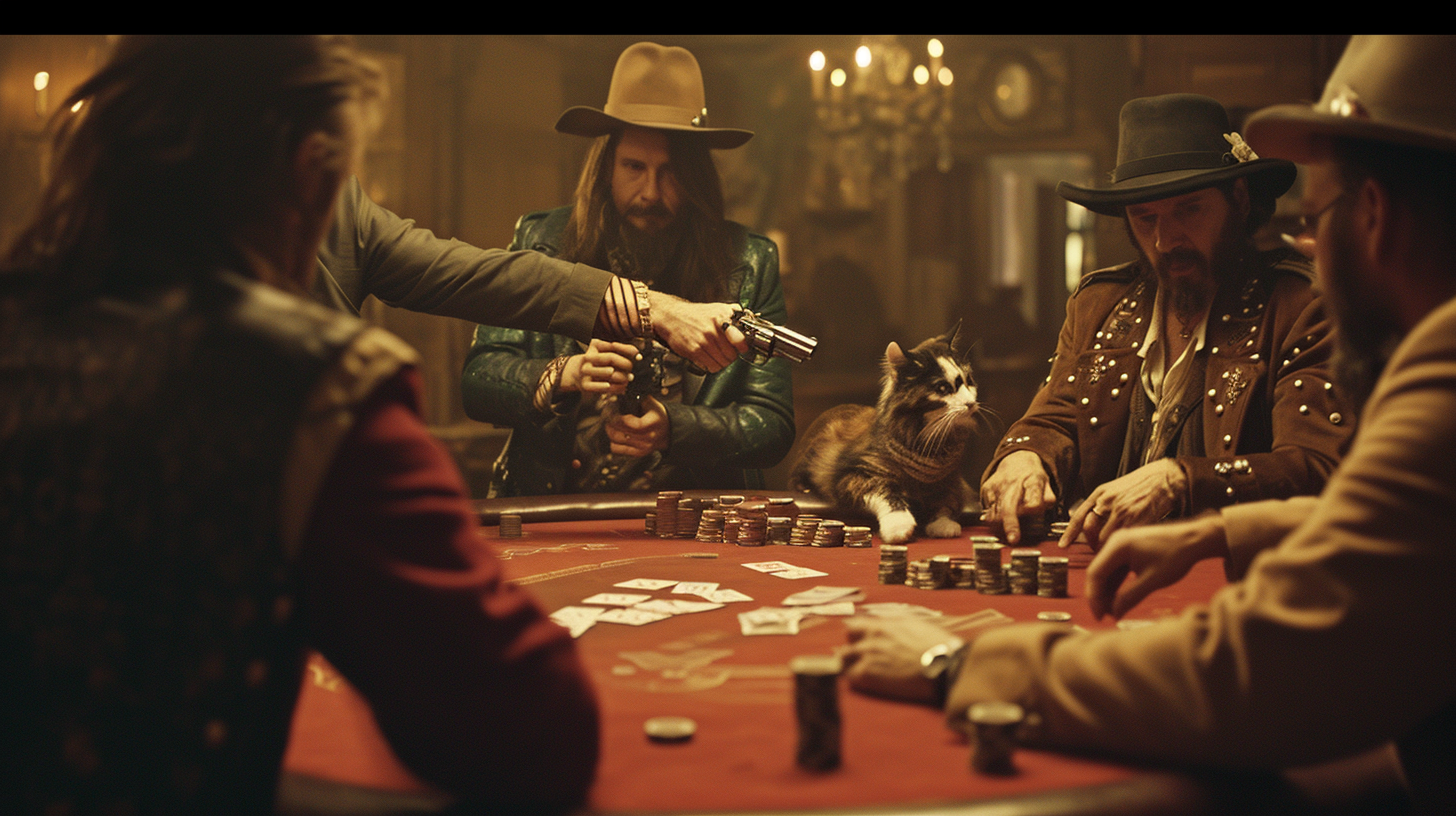 Bandits at Poker Table with Guns