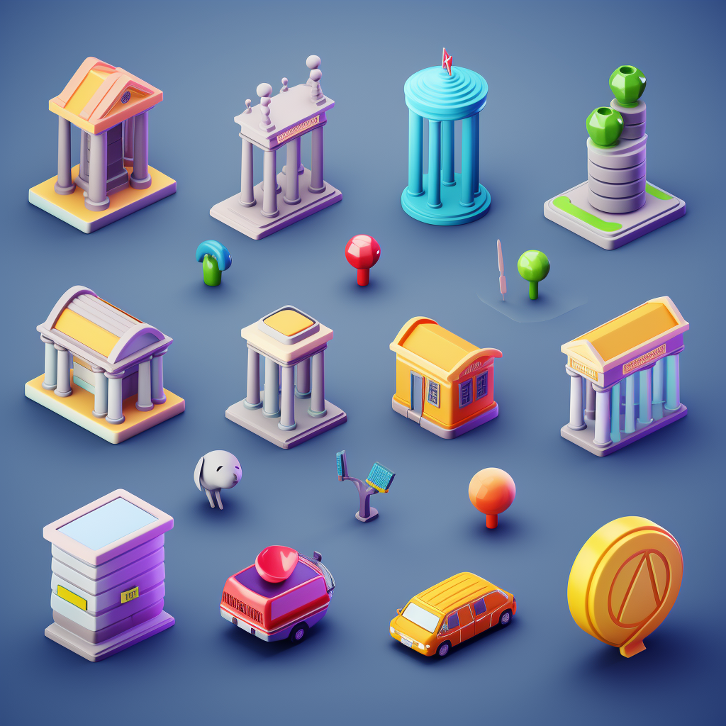 Bank service 3D icon set