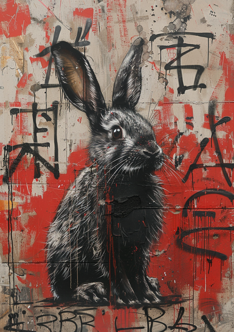 Bansky Rabbit Spray Artwork