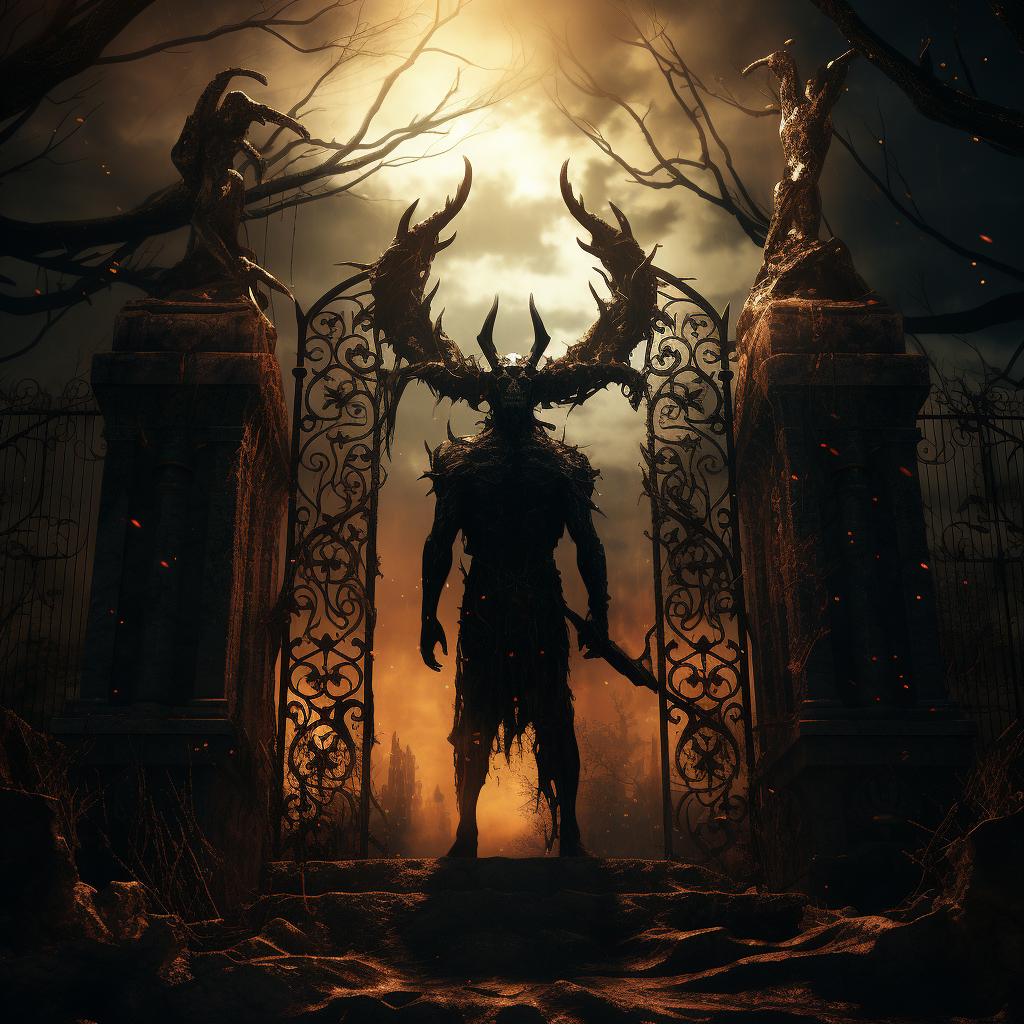 Baphomet guarding Midian cemetery gates