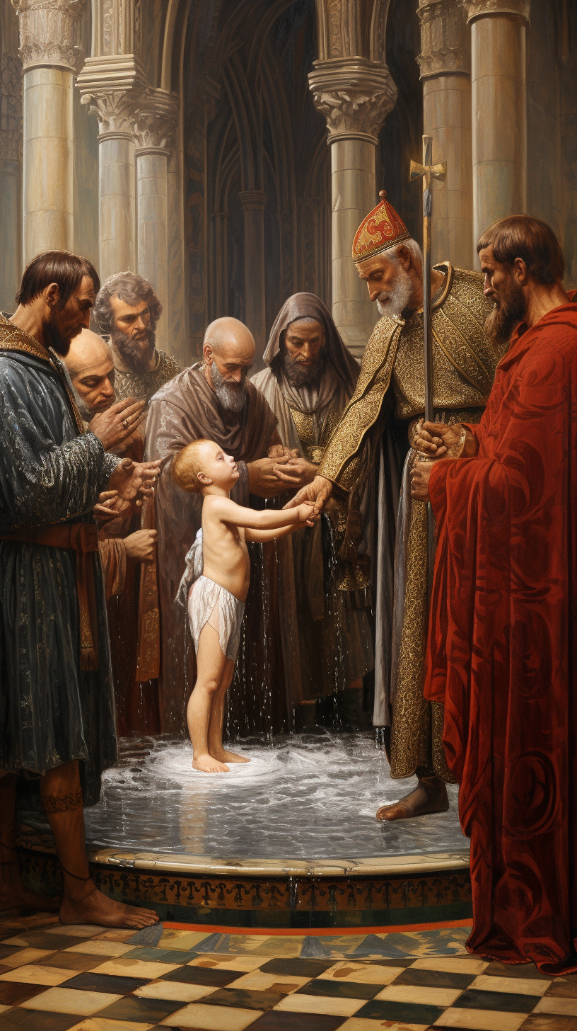 Realistic Painting of Baptism of a King