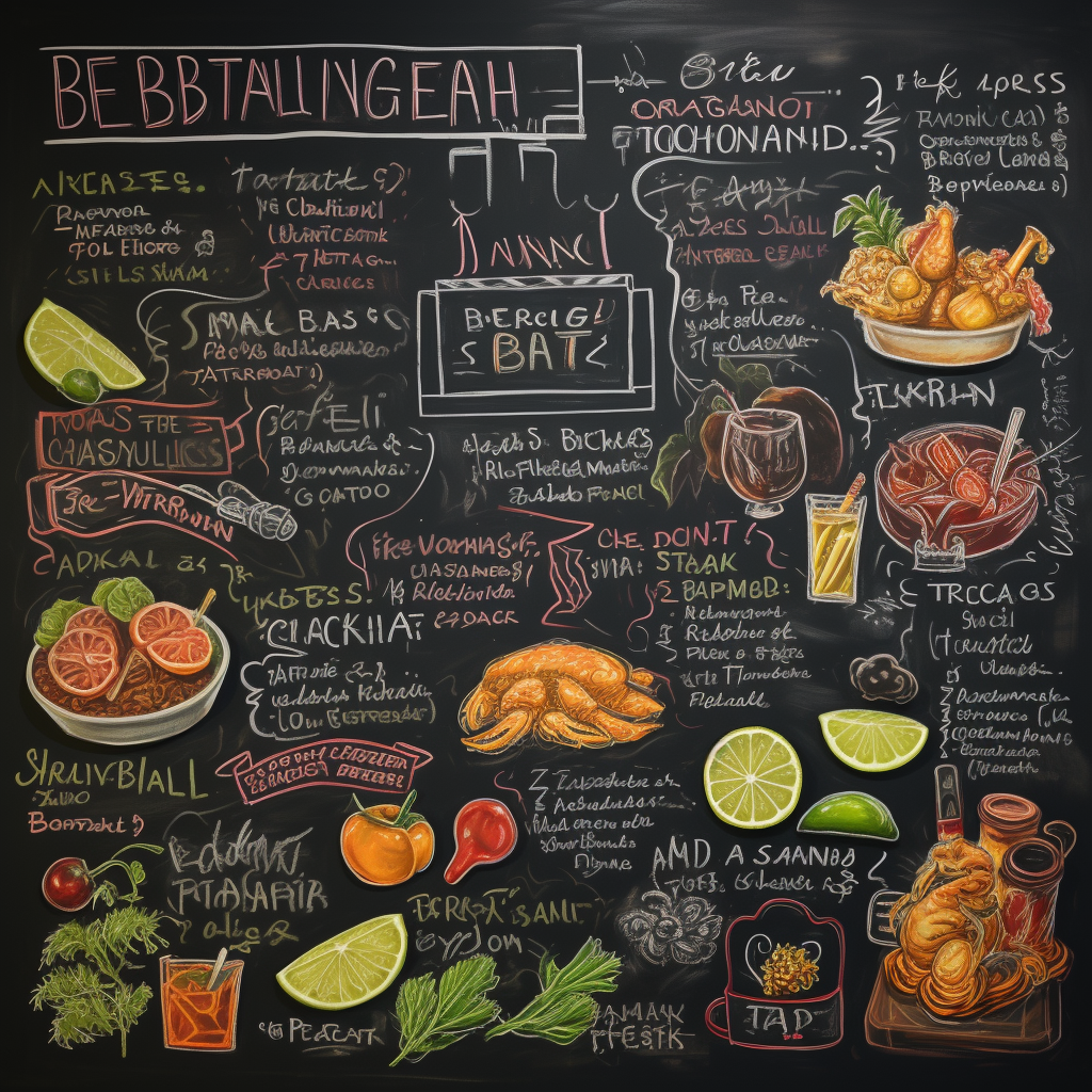 Bar blackboard with meals written in chalk