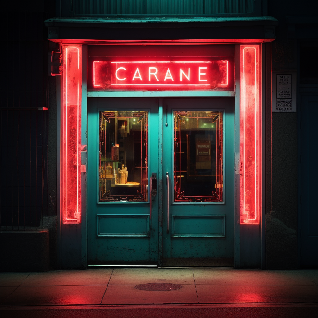 Bar door with neon sign  California Avenue