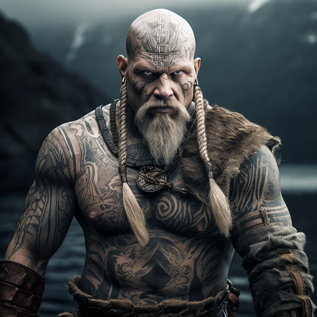 Albino Viking Shaman with Tattoos