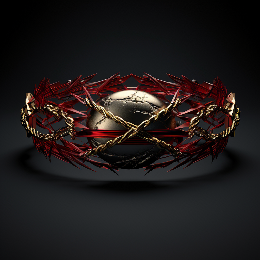 Dark Red Barbed Wire Ribbon 3D Banner