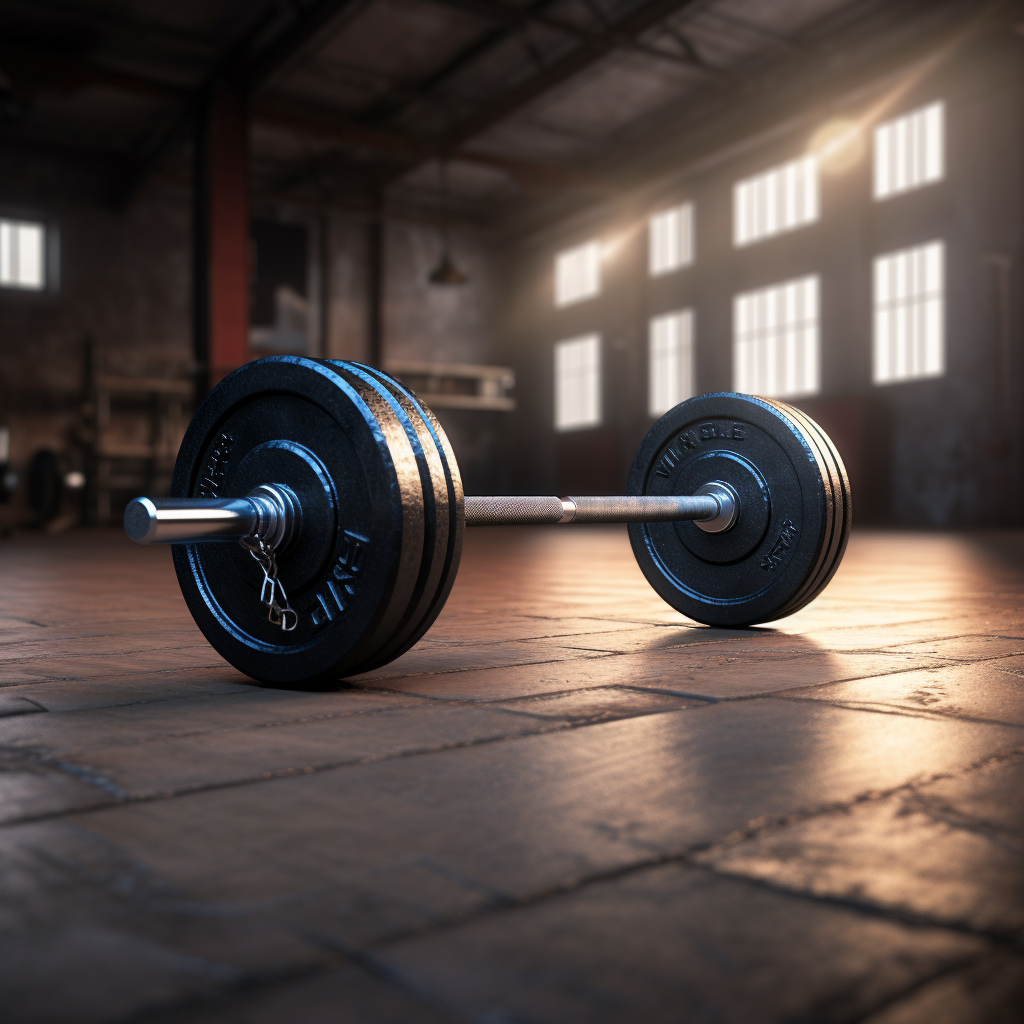 Gym floor with barbell