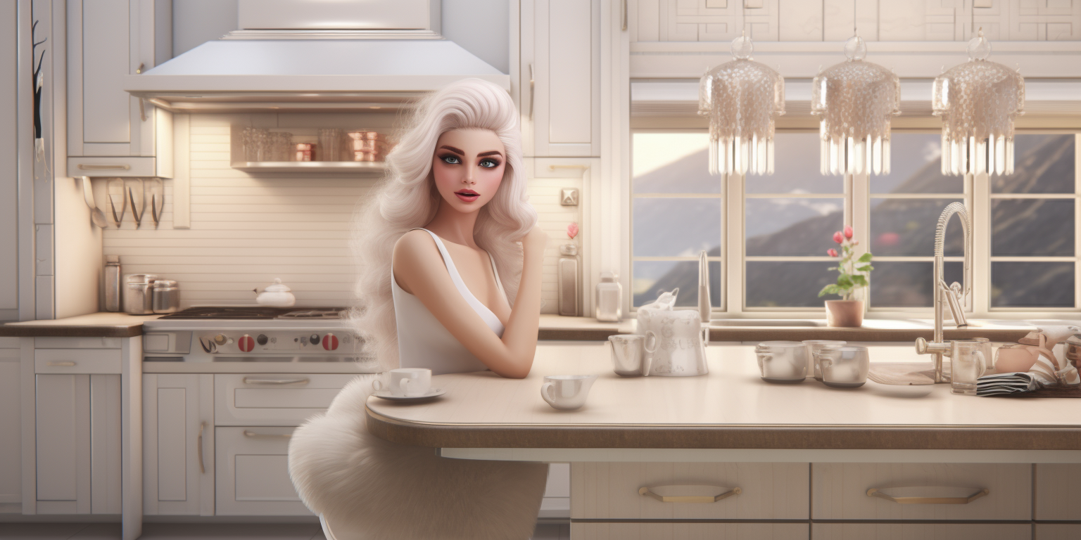 Beautiful kitchen in Barbie house