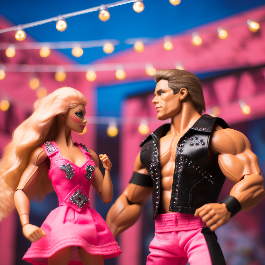 Barbie versus Ken WWE illustration