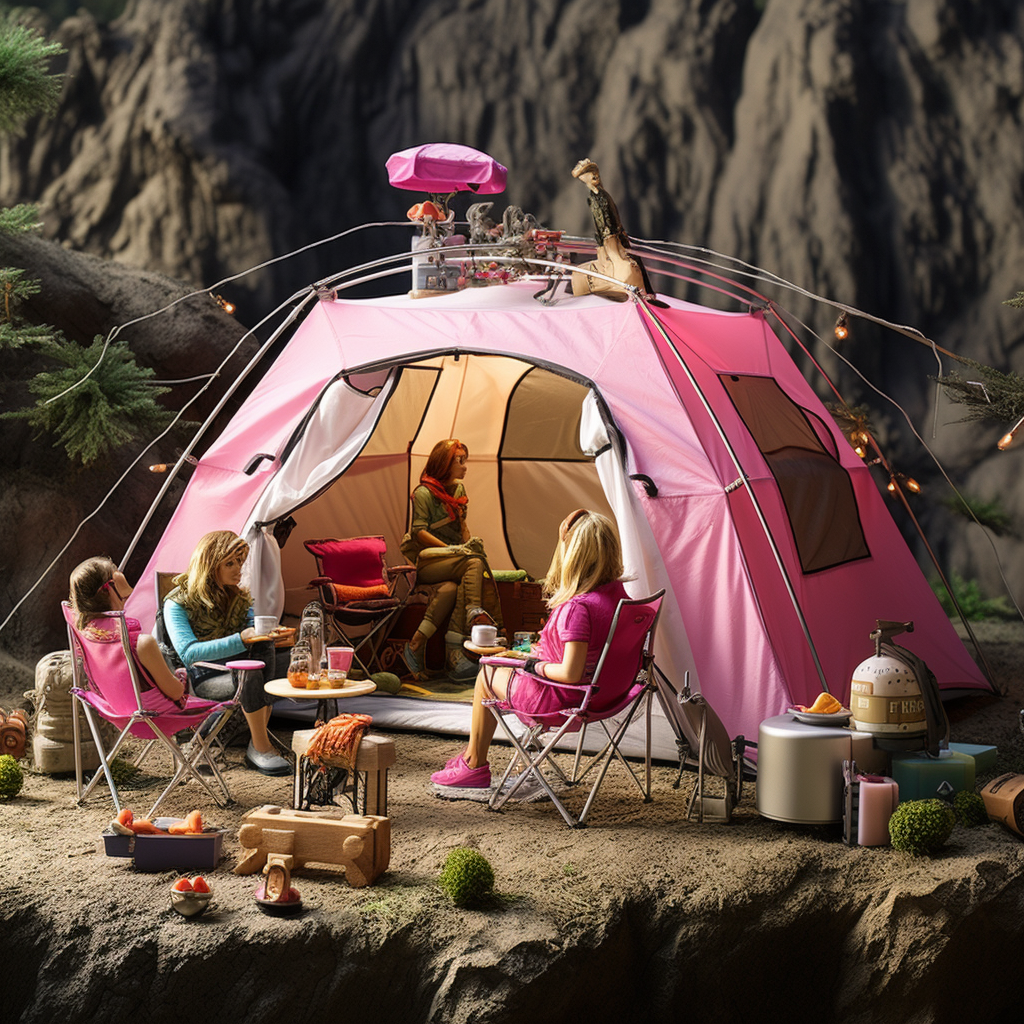 Barbie World Camping Tent with Human Hikers