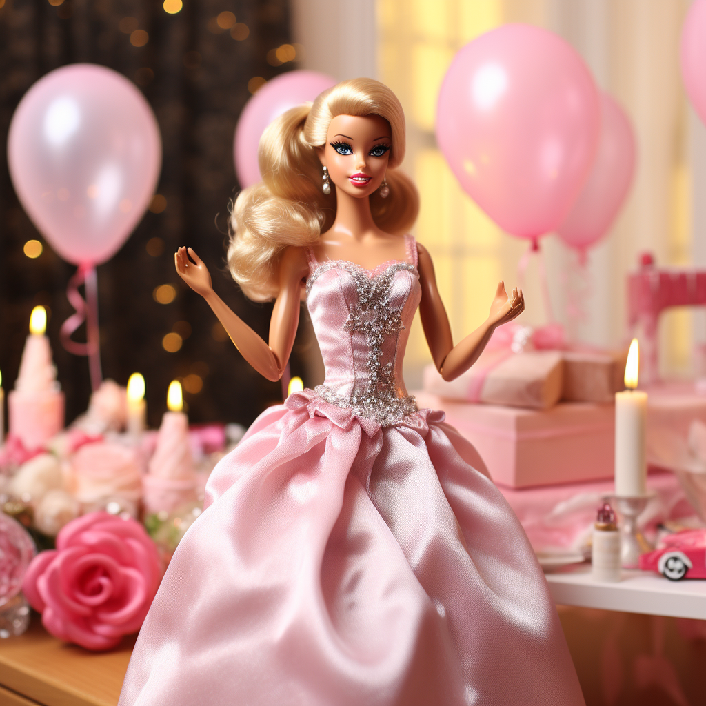 Barbie birthday card image with balloons