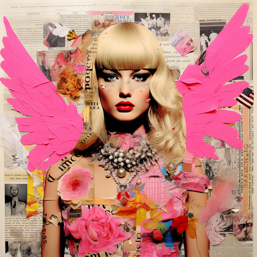 Colorful Barbie mixed media artwork