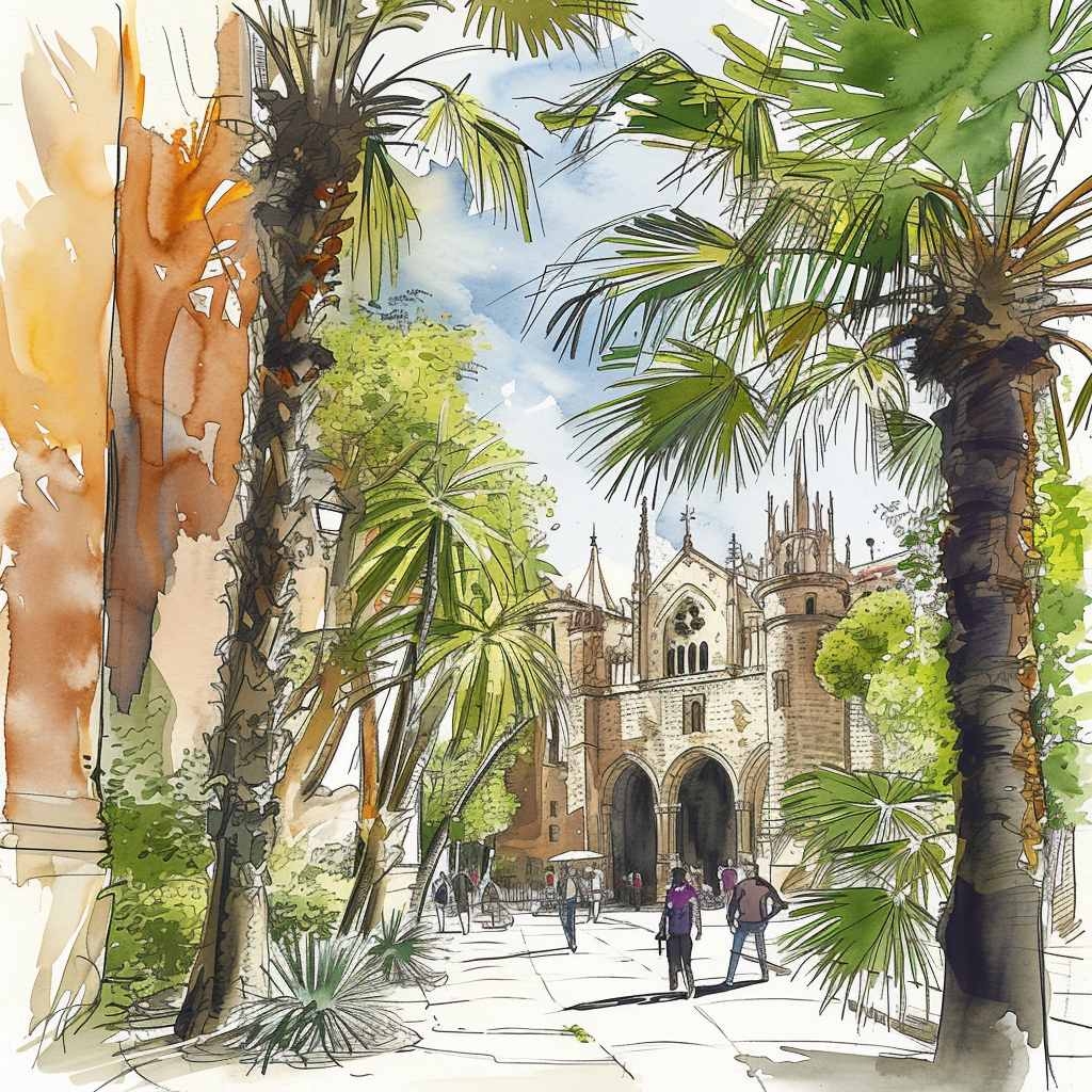 Barcelona Hand Drawing Sketching Watercolour