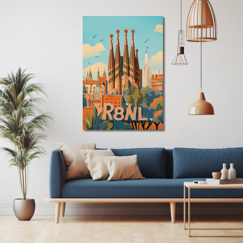 Handmade Barcelona travel poster