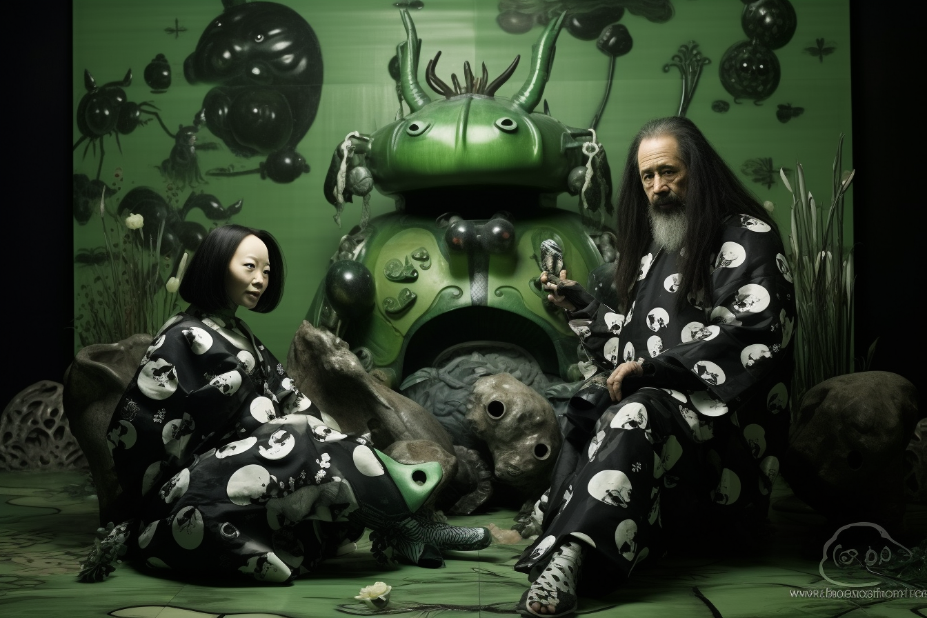 Artistic portrayal of barefoot neomorphs in black and green