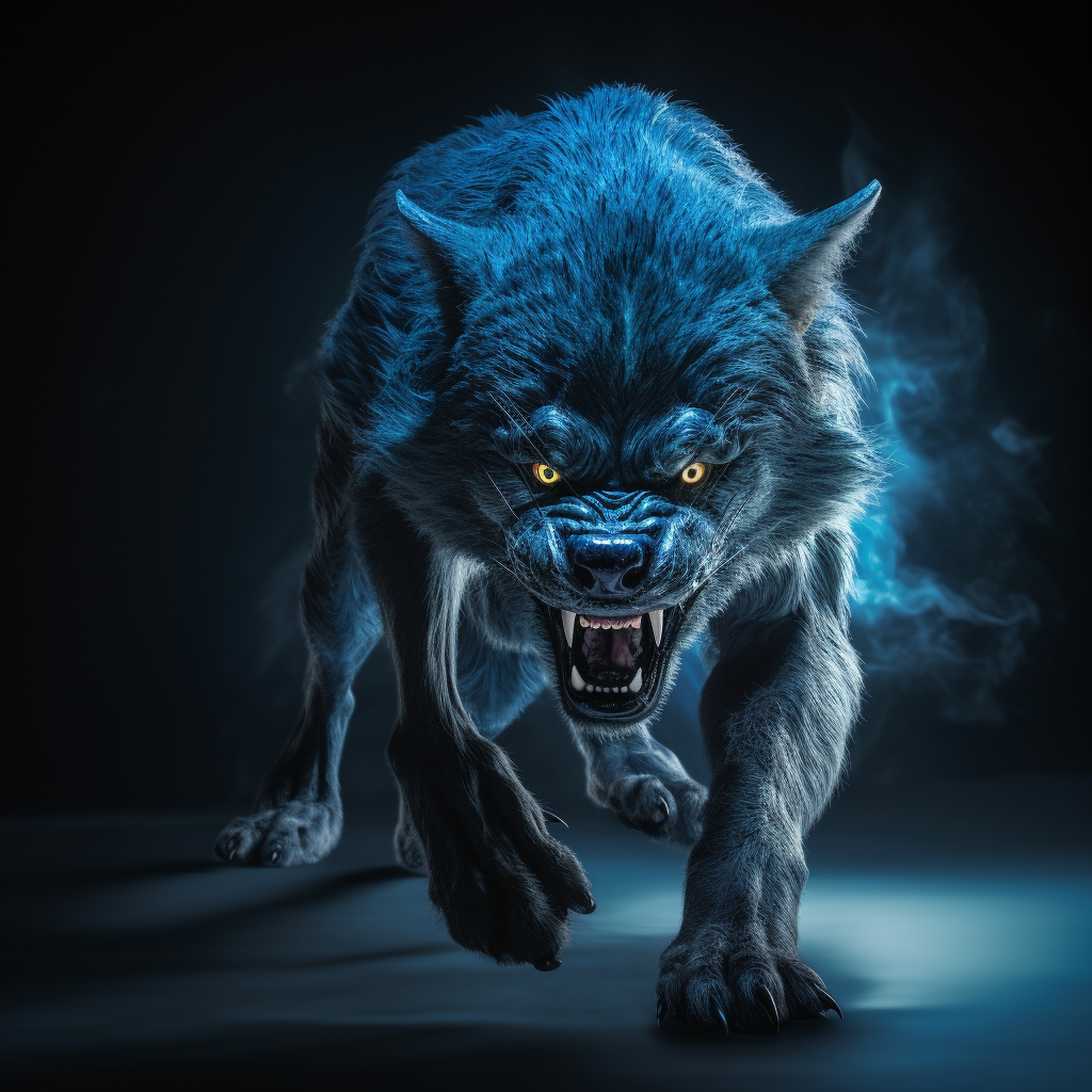 Frightening Barghest with Blue Fur