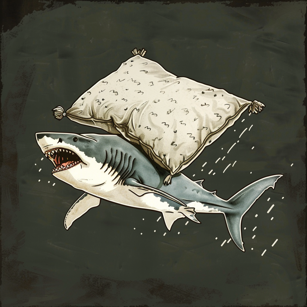 Barking Shark Flying with Pillow