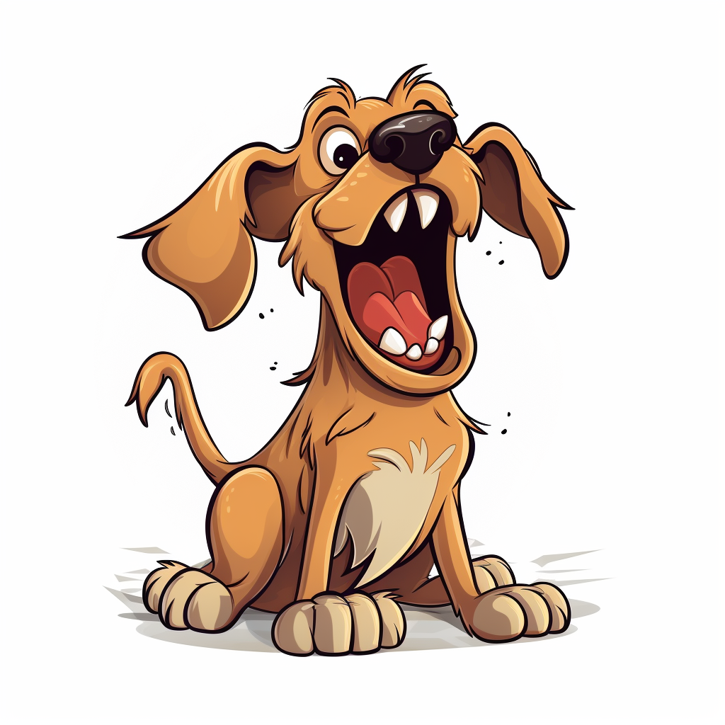 Cute cartoon dog barking on white background