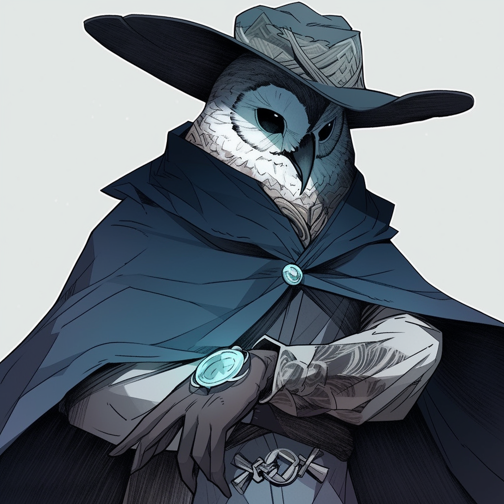 Barn Owl Man in Dramatic Attire