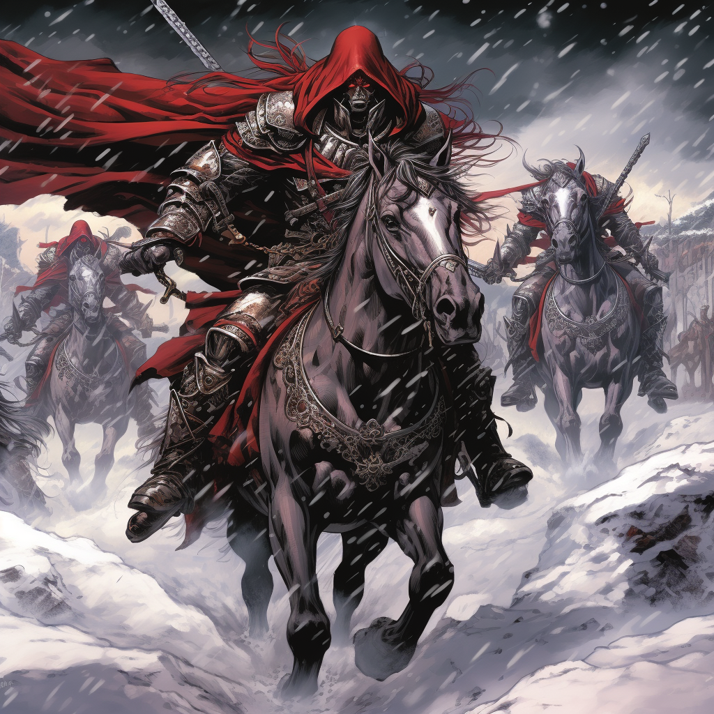 Baron Ironblood and Red Shadows Charging in Snow Art