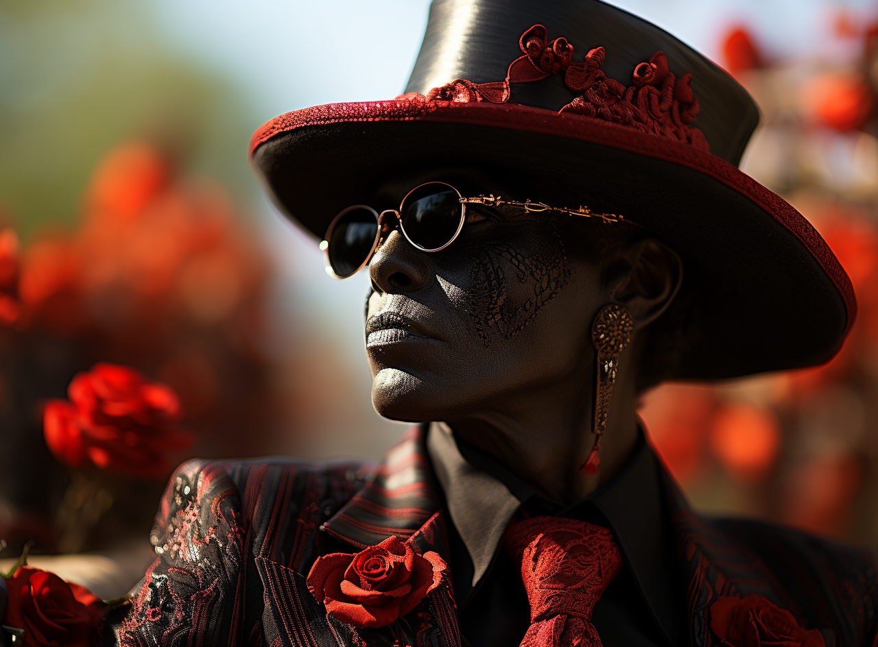 Portrait of Baron Samedi in a Haitian cemetery