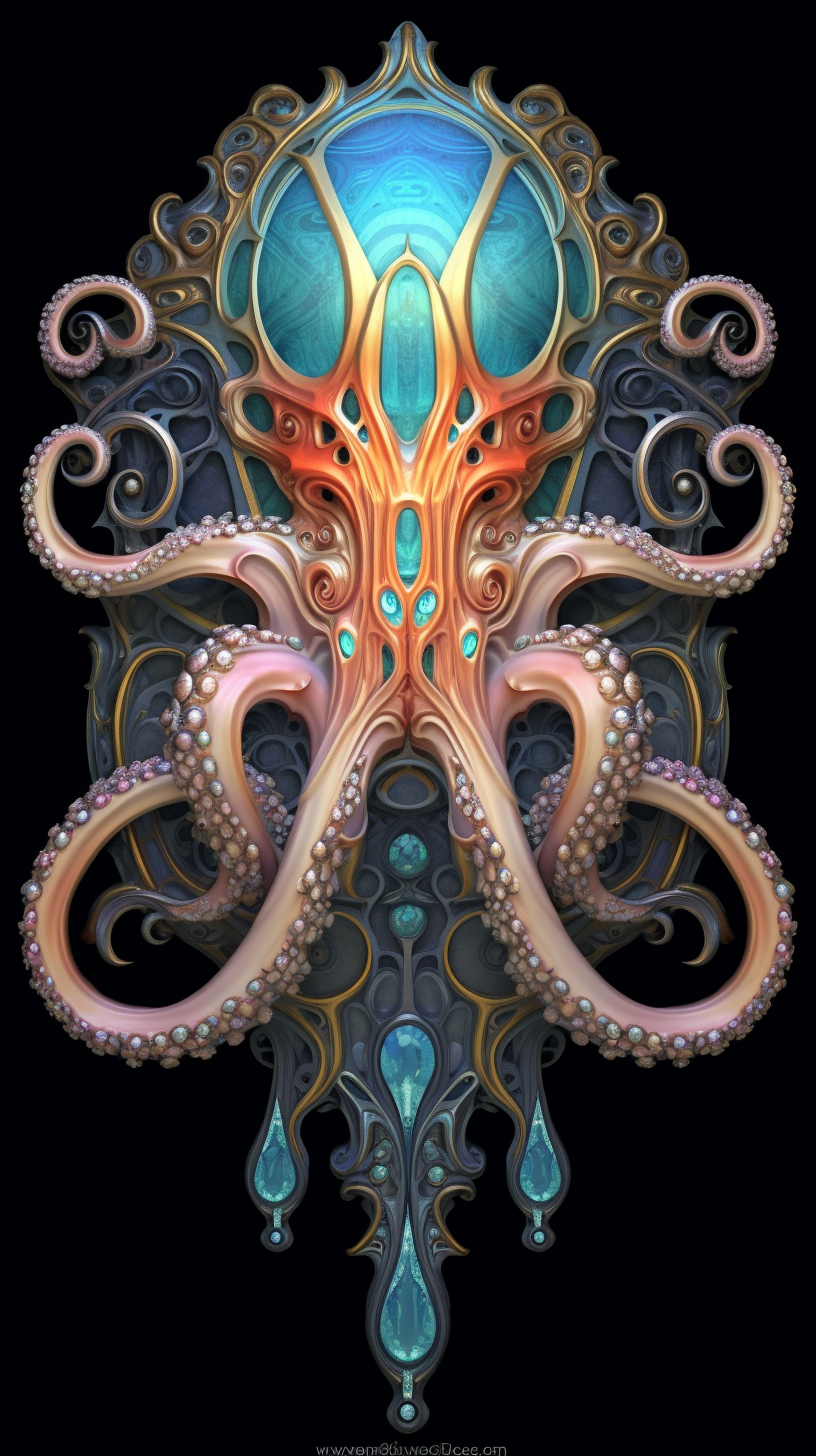 Colorful Baroque Stained Glass Octopus