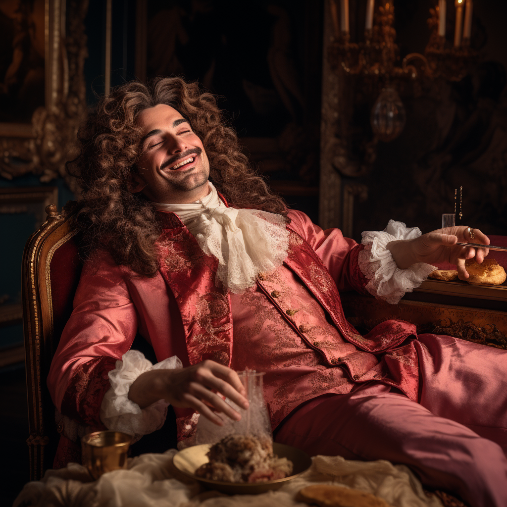 Male in Rococo Baroque Dress Laughing