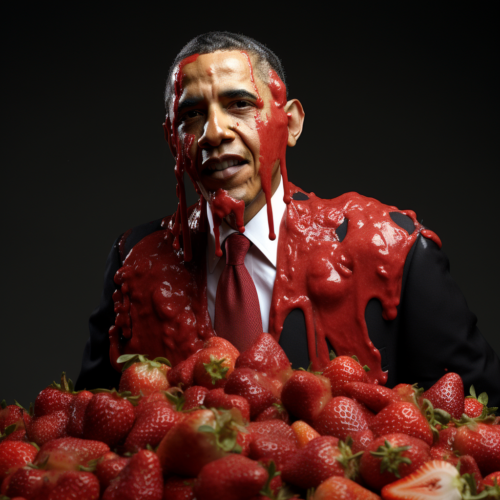 Barack Obama covered in strawberry jam