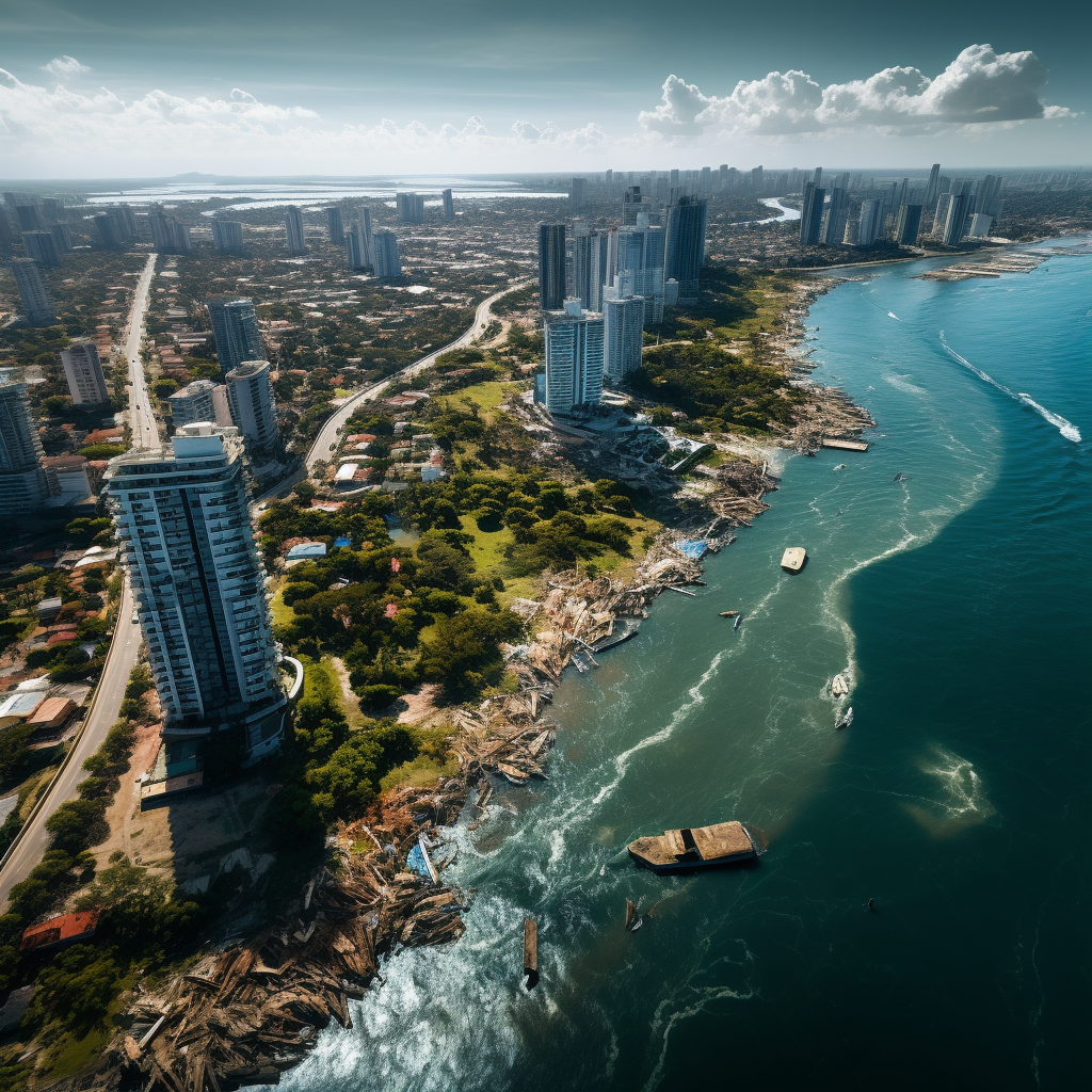 Aerial view of Barranquilla in flames