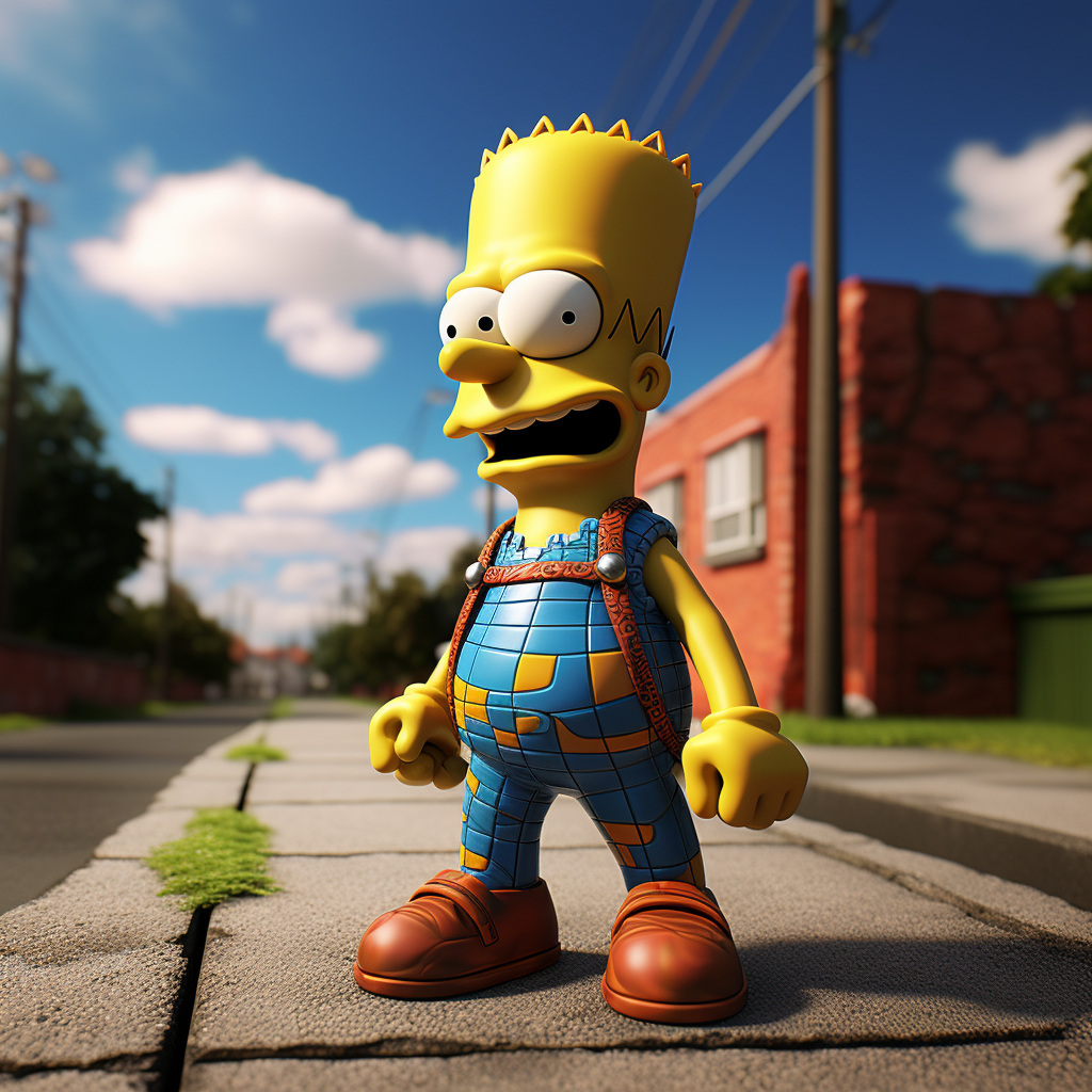 Bart Simpson in Super Mario Outfit in Animated Prague