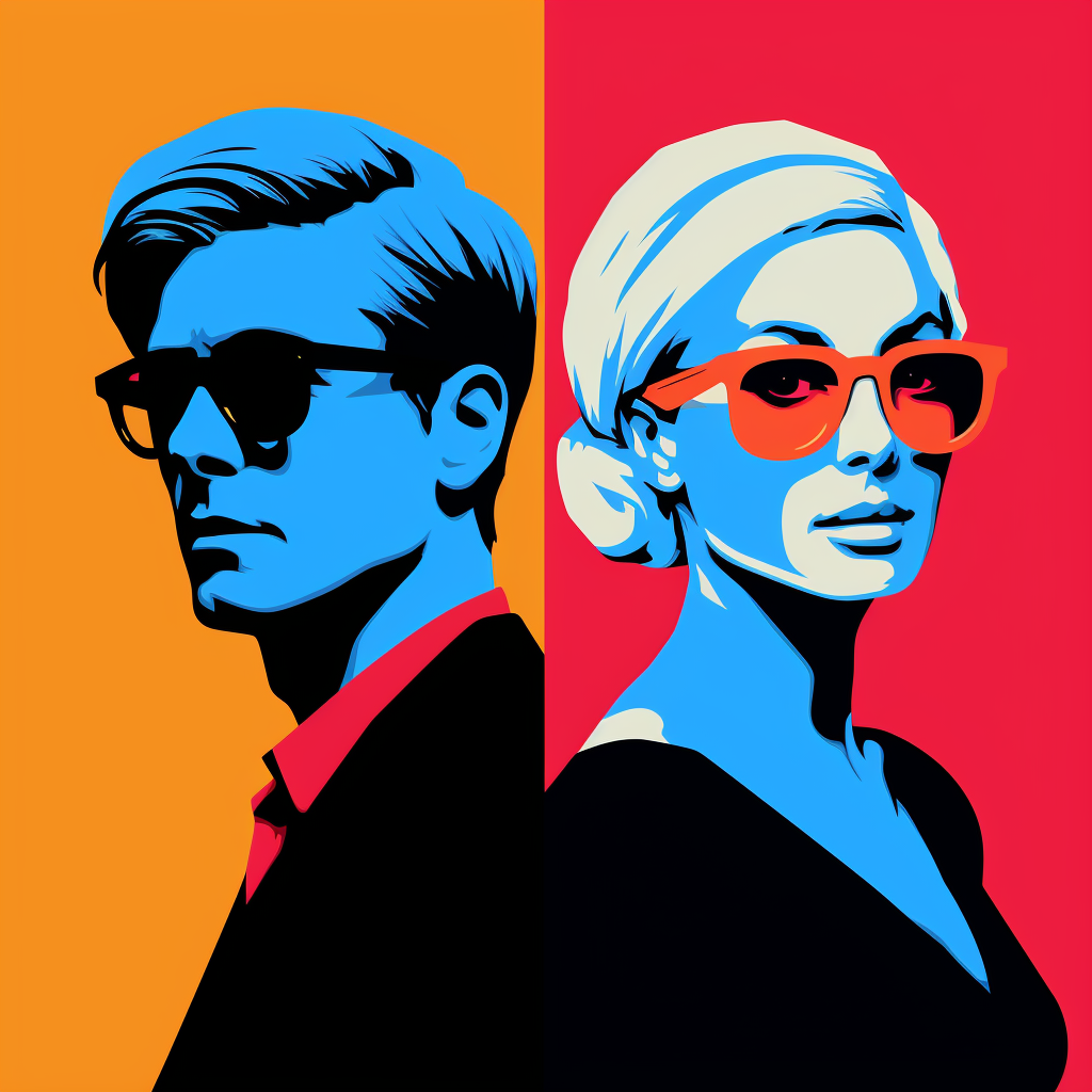 Pop Art Bartalk Woman Man Minimalistic Andy Warhol Style