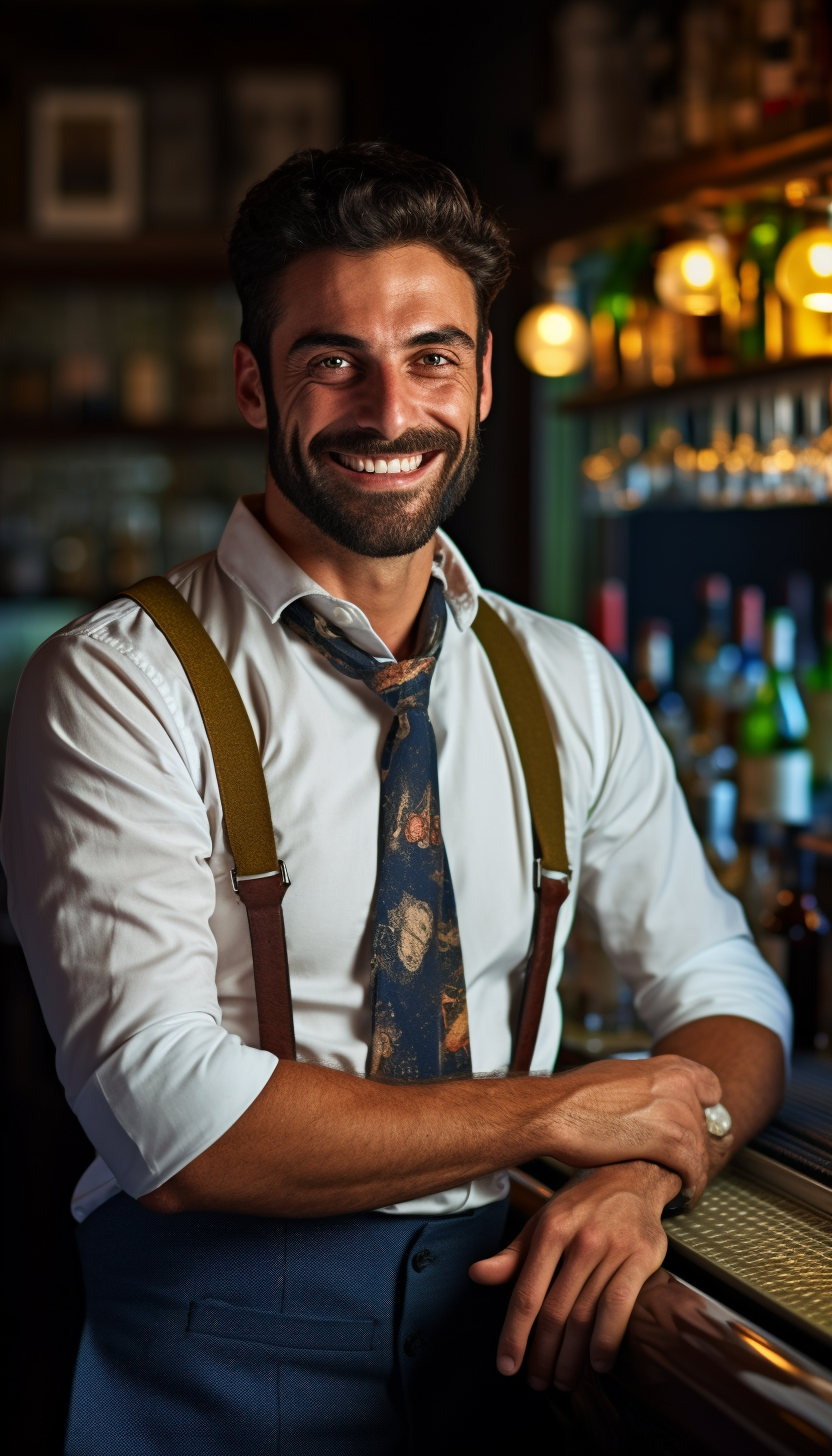 Bartender smiling at restaurant