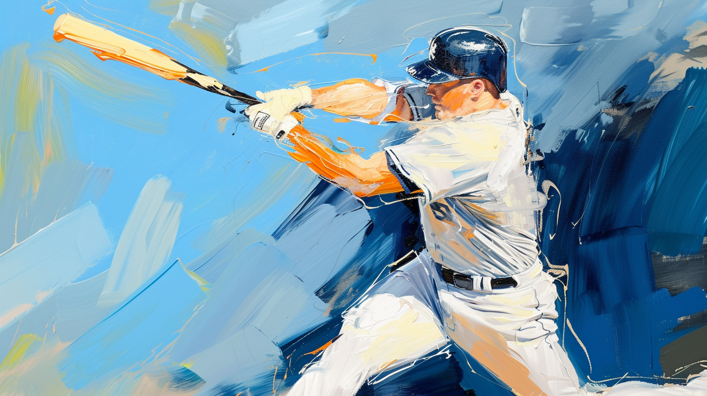 Baseball batter in brush stroke oil paintings