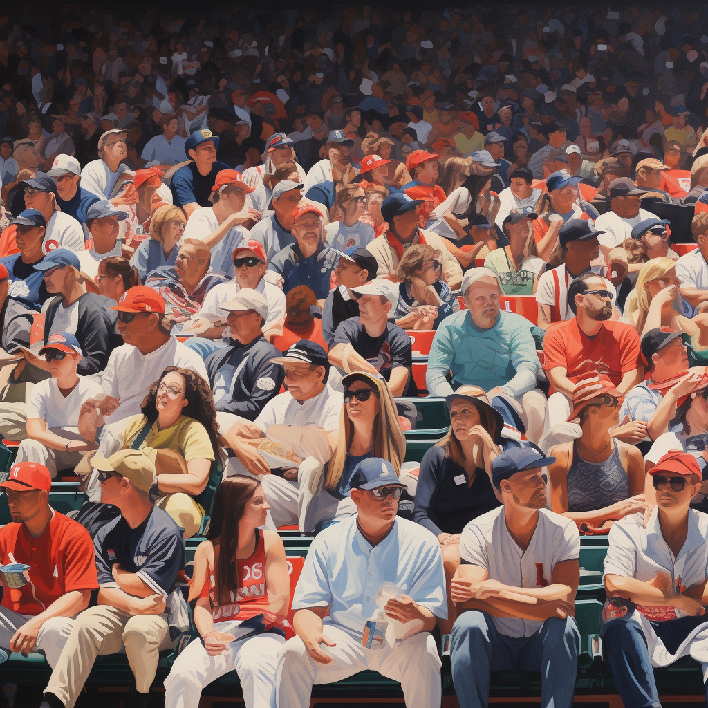 Energetic baseball crowd cheering