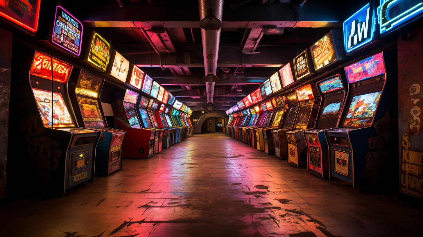 Midcentury Modern Basement Arcade with Retro Games