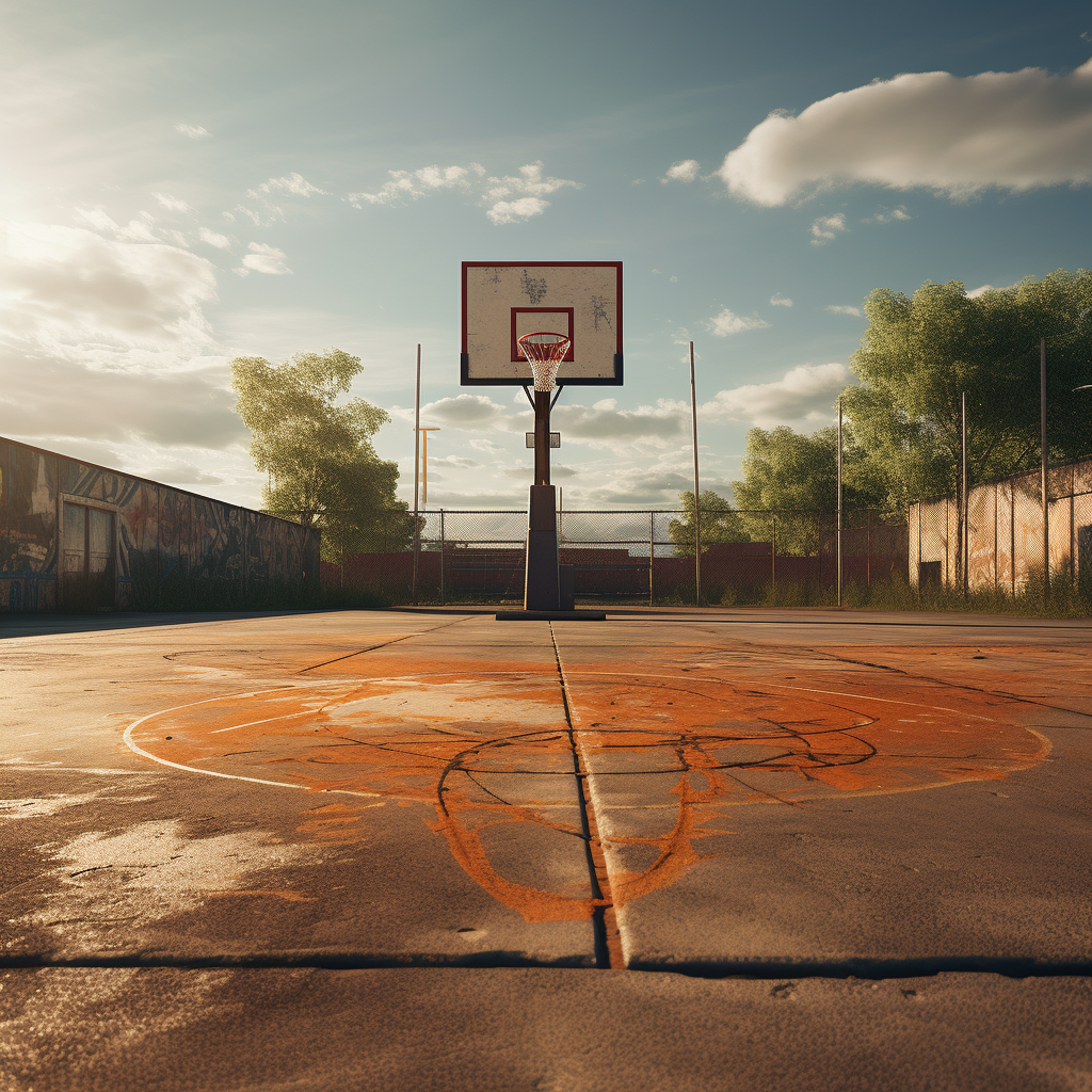 Basketball court without lines and basket