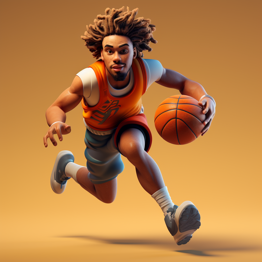 3D basketball player running