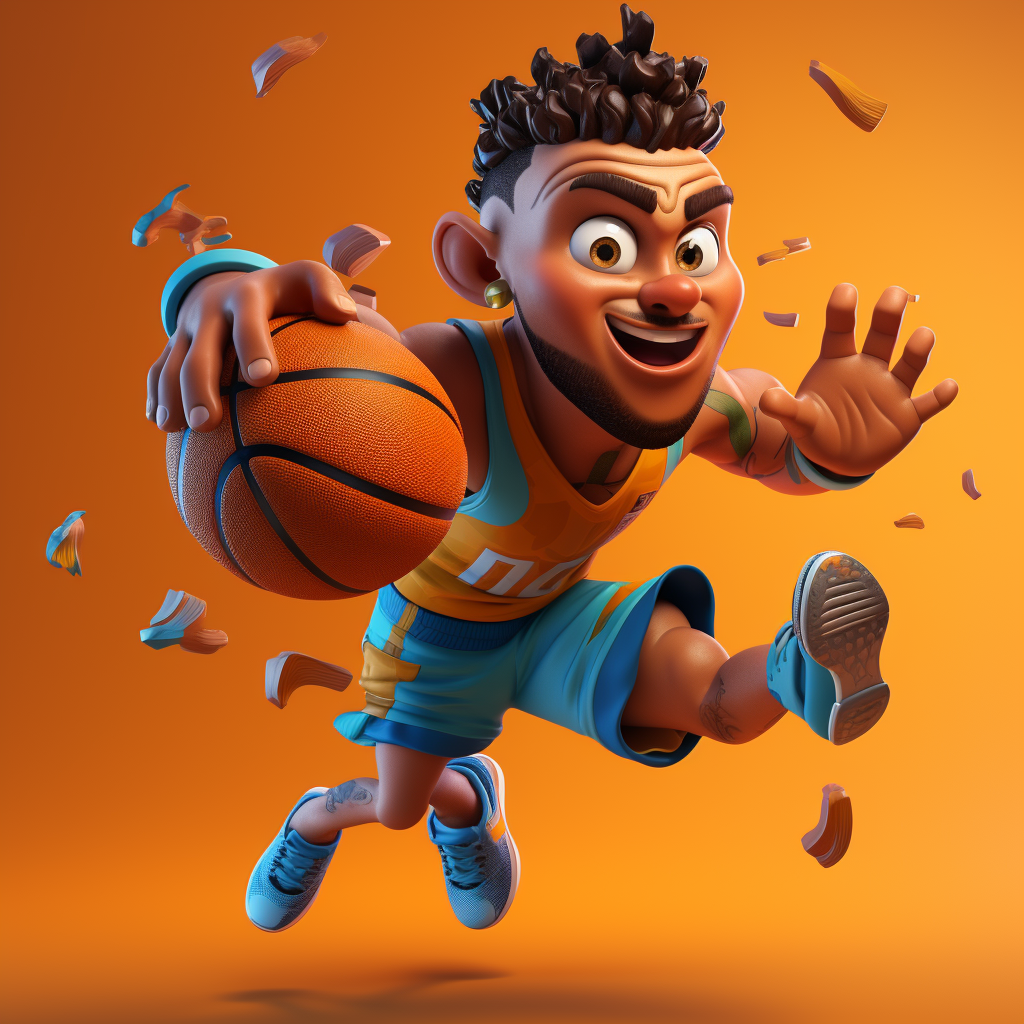 3D basketball player in action