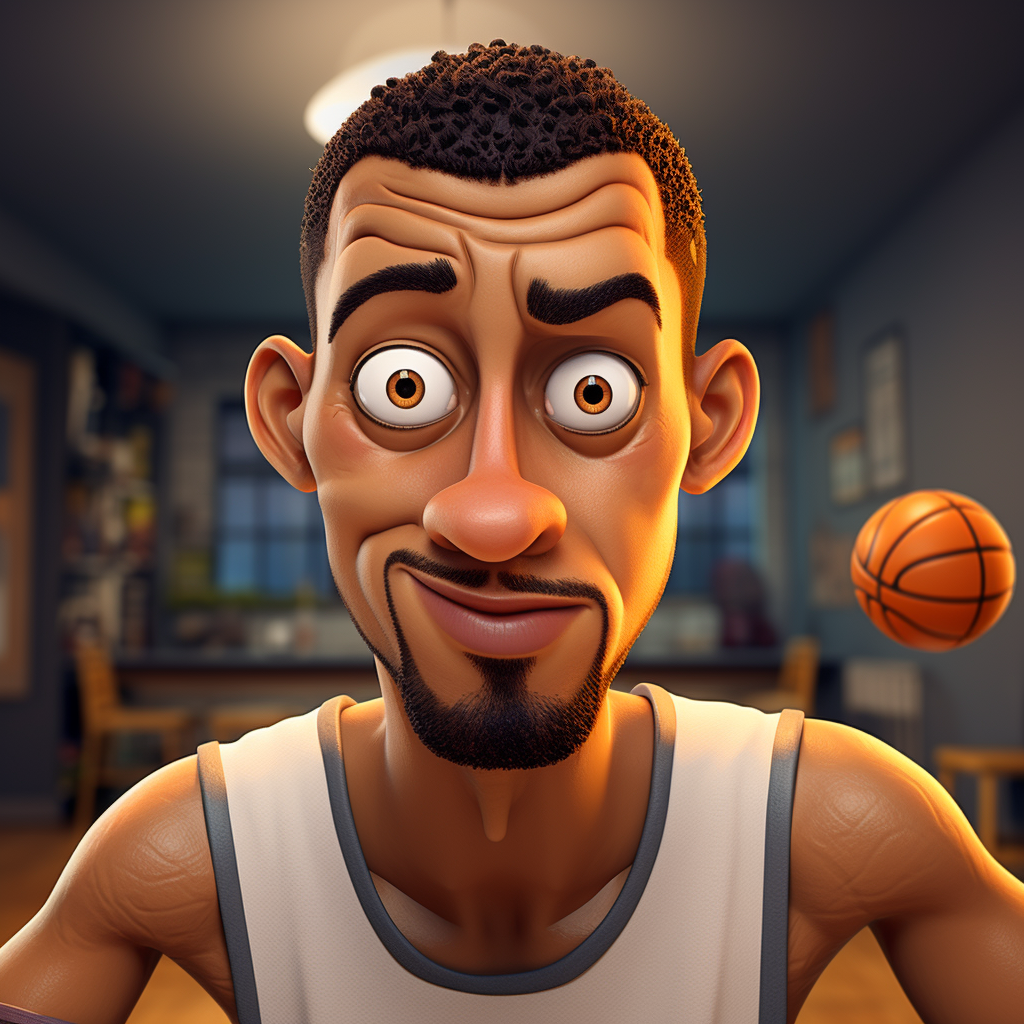 Cartoon basketball player Scoot Henderson in realistic style