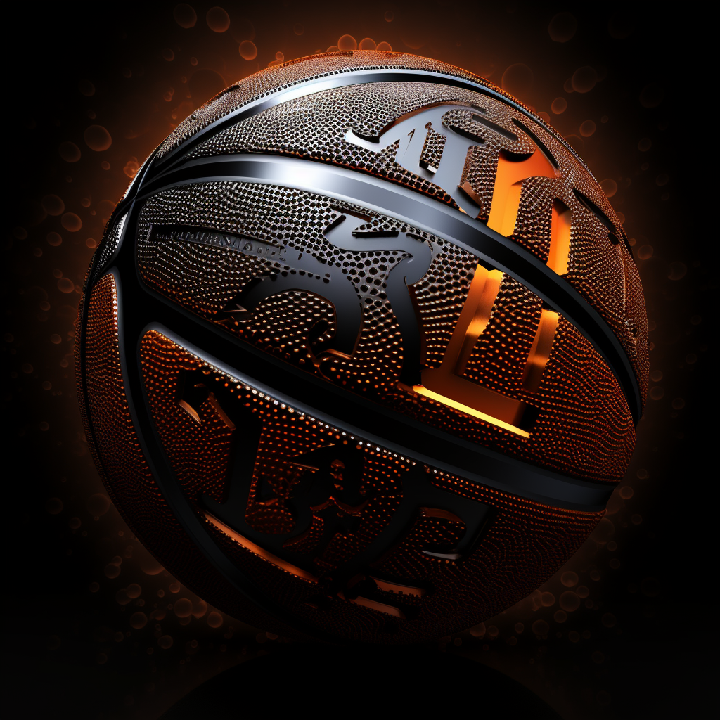 3D ball text on basketball texture