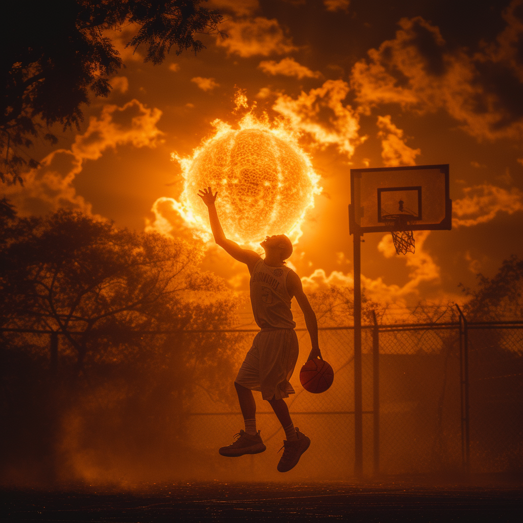 Basketball Dunk with Sun Ball Visuals