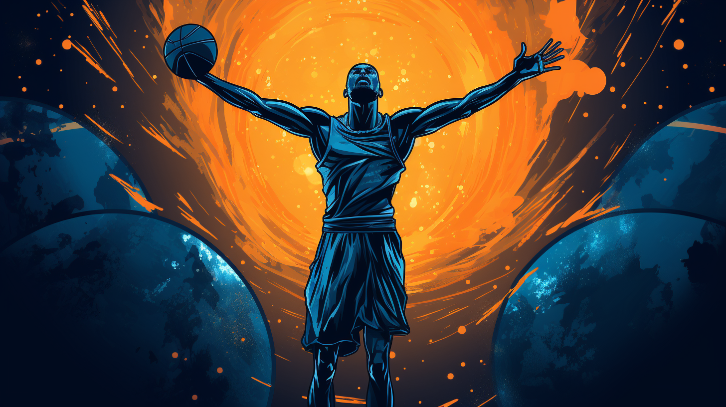 Illustration of basketball in blue palette