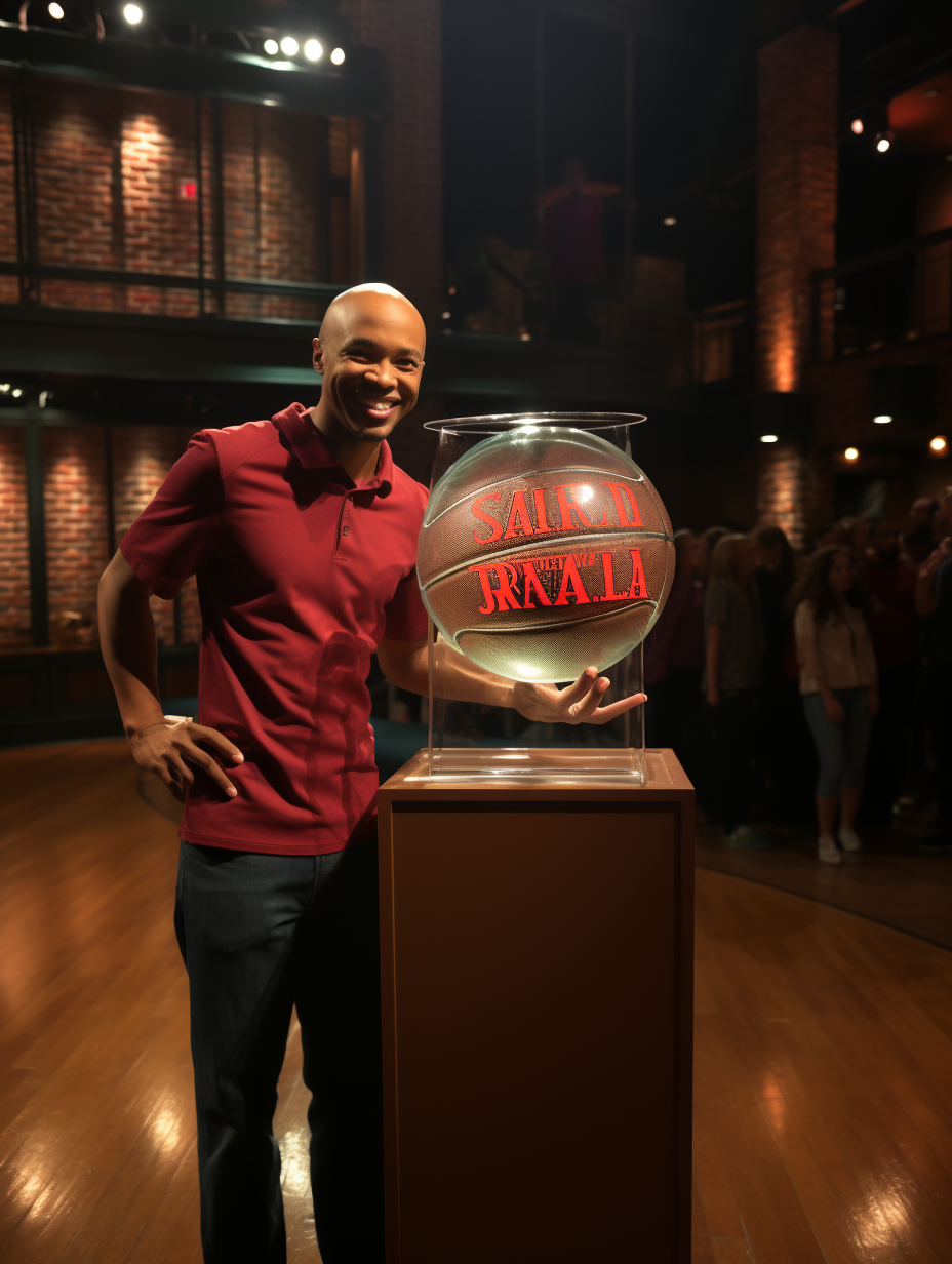 Basketball Superfan presenting idea on Shark Tank