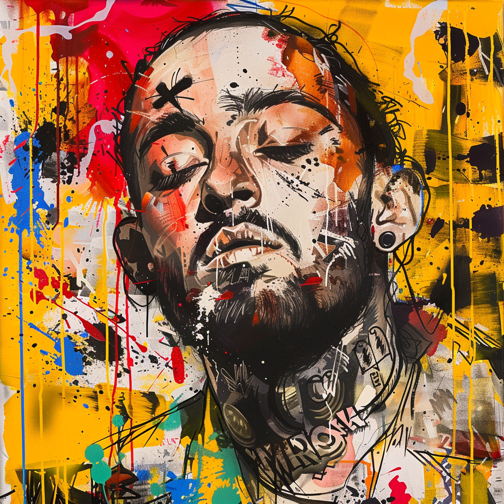 Contemporary artwork Mac Miller paint splatters