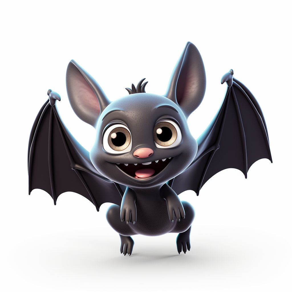 Cute cartoon bat on white background