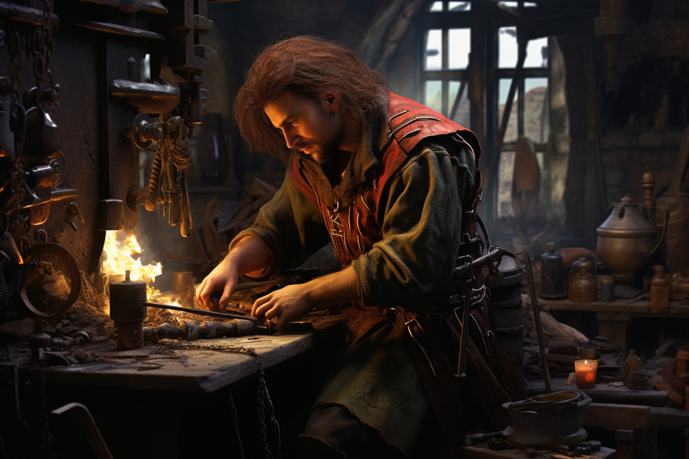 Detailed image of steampunk batfolk blacksmith