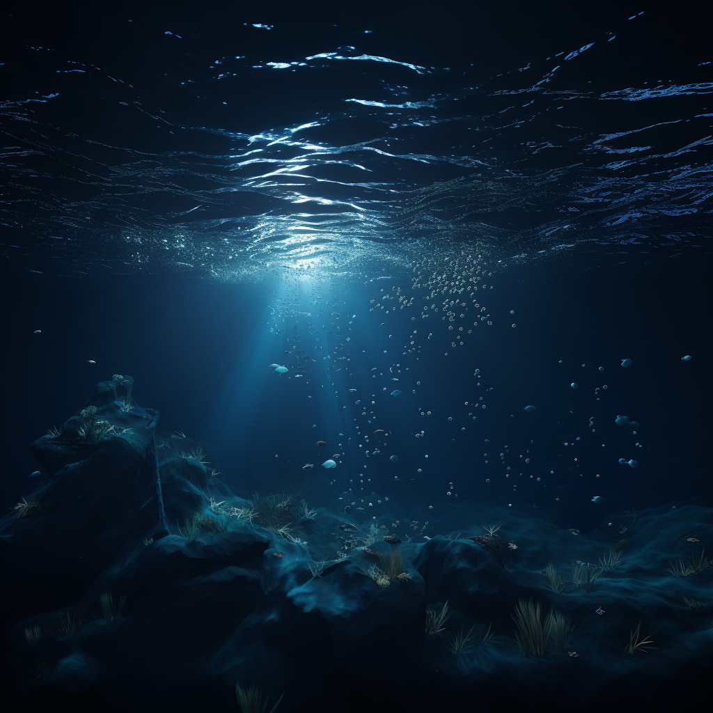 Low poly rendering of the mysterious bathypelagic zone