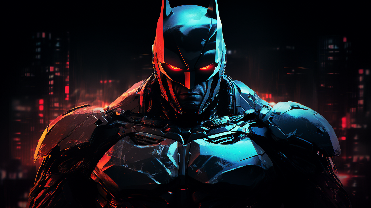 Batman cyberpunk robot in night city